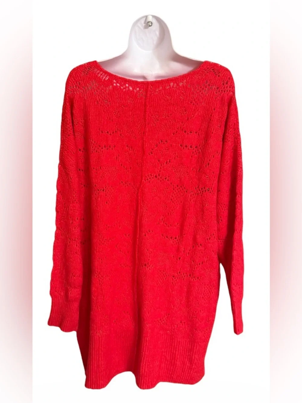 NWT Intimately Free People Oversized Open Knit Sweater XS/S Red Boho